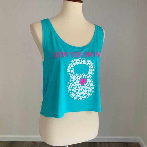 Grow Your Own Way KettleBell Crop Top Aqua Tank - Picture 8 of 8